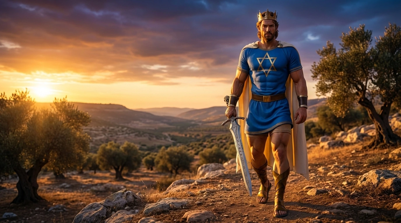 דוד המלך על מצודת עיר דוד בין הערביים