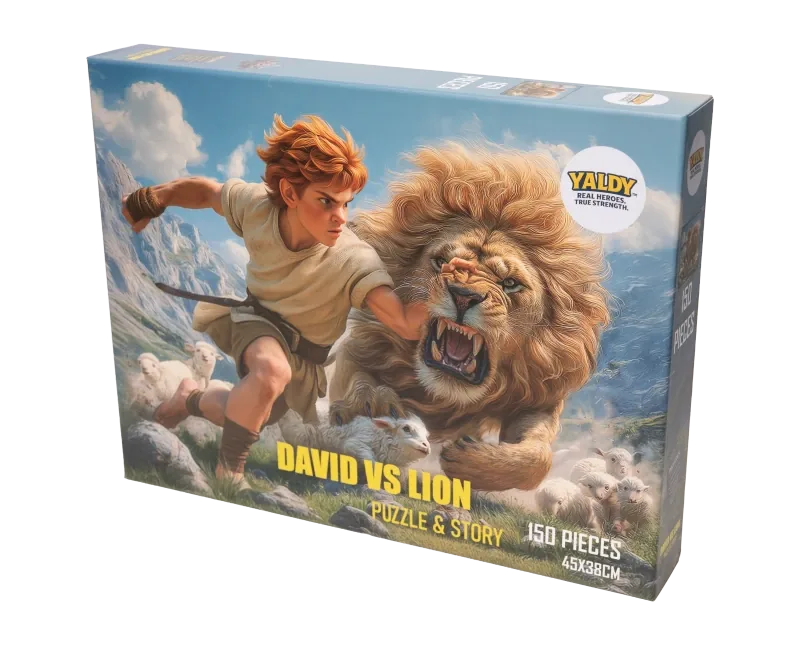 David vs Lion premium puzzle box - 150 pieces, YALDY First Edition